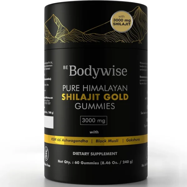 Be Bodywise Pure Himalayan Shilajit Gummies Gold I Lab Tested I No Added Sugar I Ashwagandha, Gokshura| Fulvic Acid & 85+ Trace
